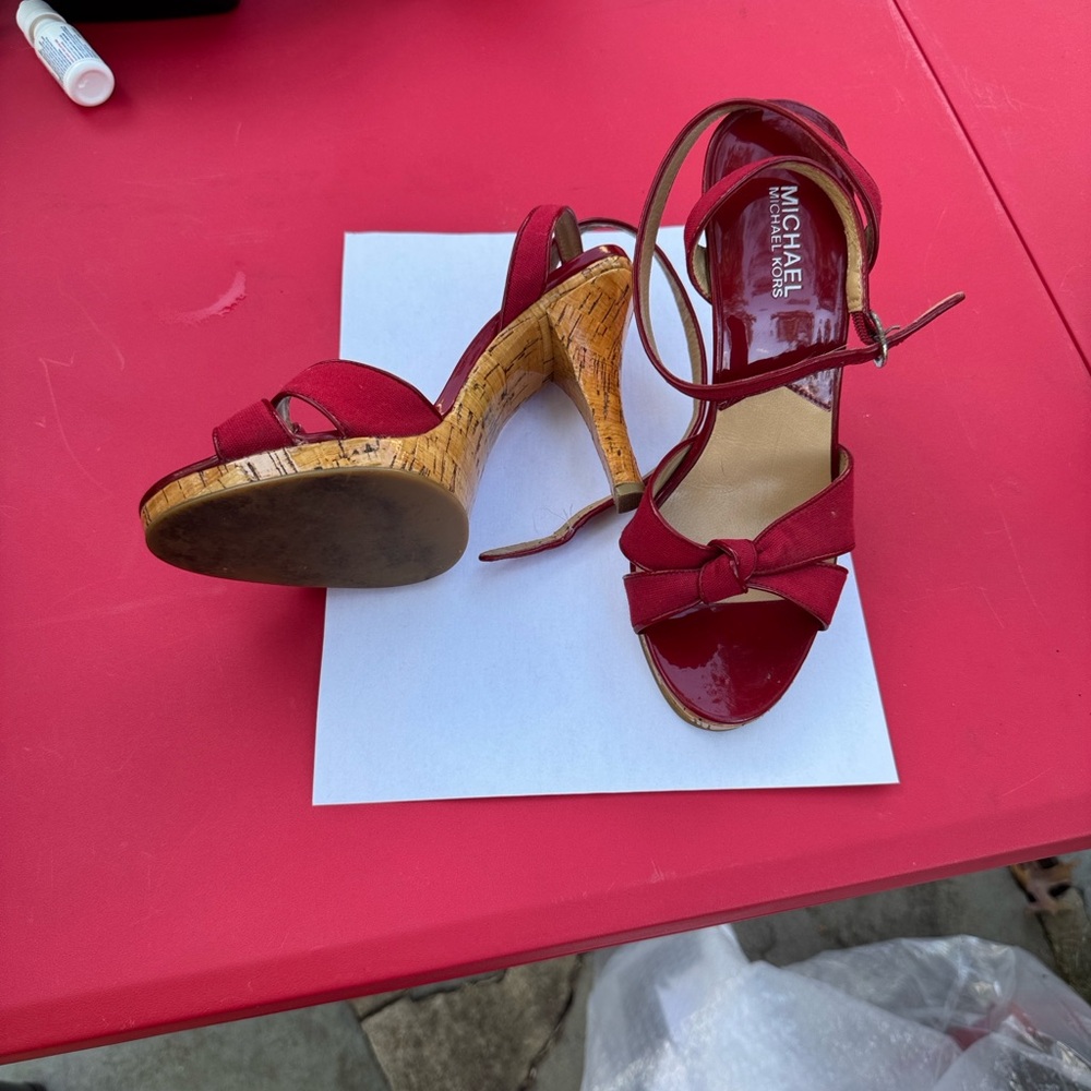 Michael Kors Cherry Red Strappy Heels